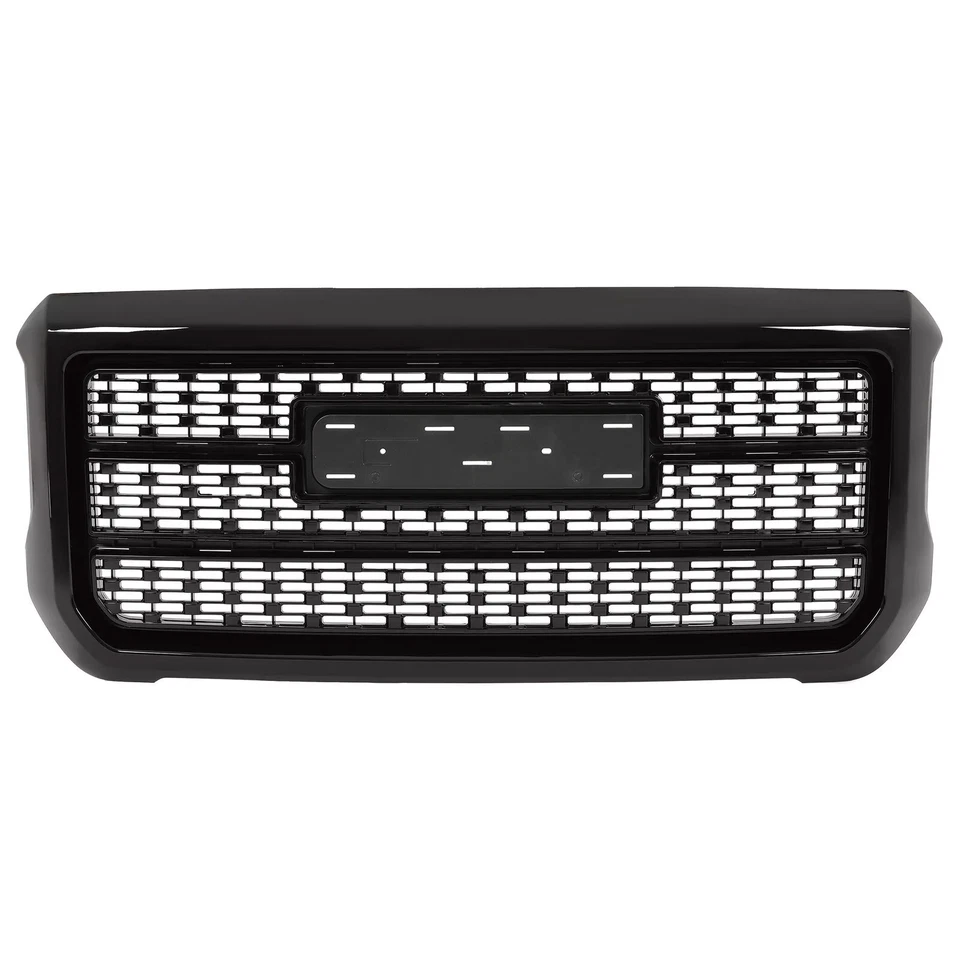 Front Upper Grille For 2015-2019 GMC Sierra 2500HD 3500HD Denali Gloss Black - Image 3 of 4