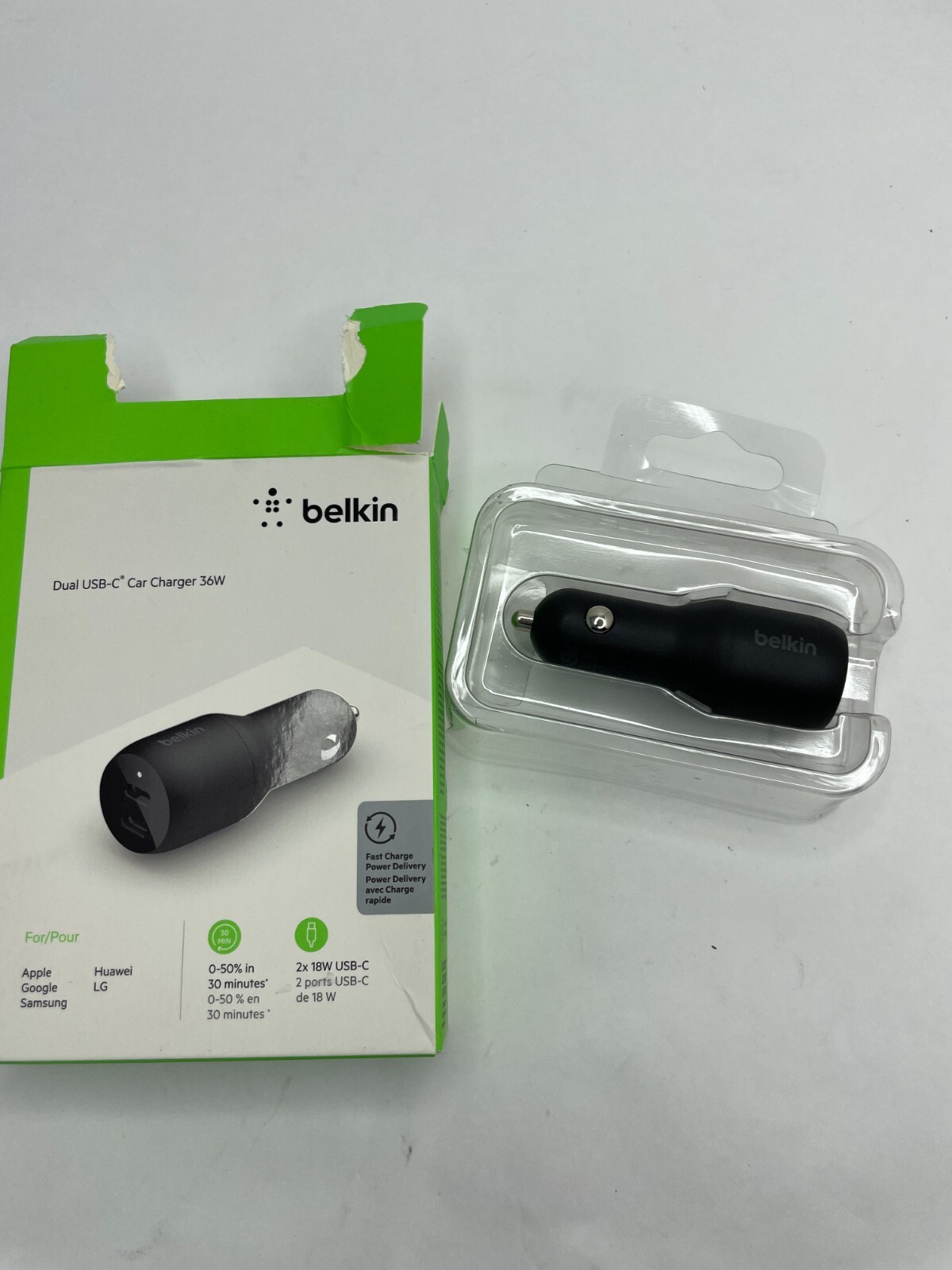 Belkin USBC Car Charger 36W Dual 18W for iPhone 15 14 13 Samsung S24 S23 Pixel 745883790432 eBay