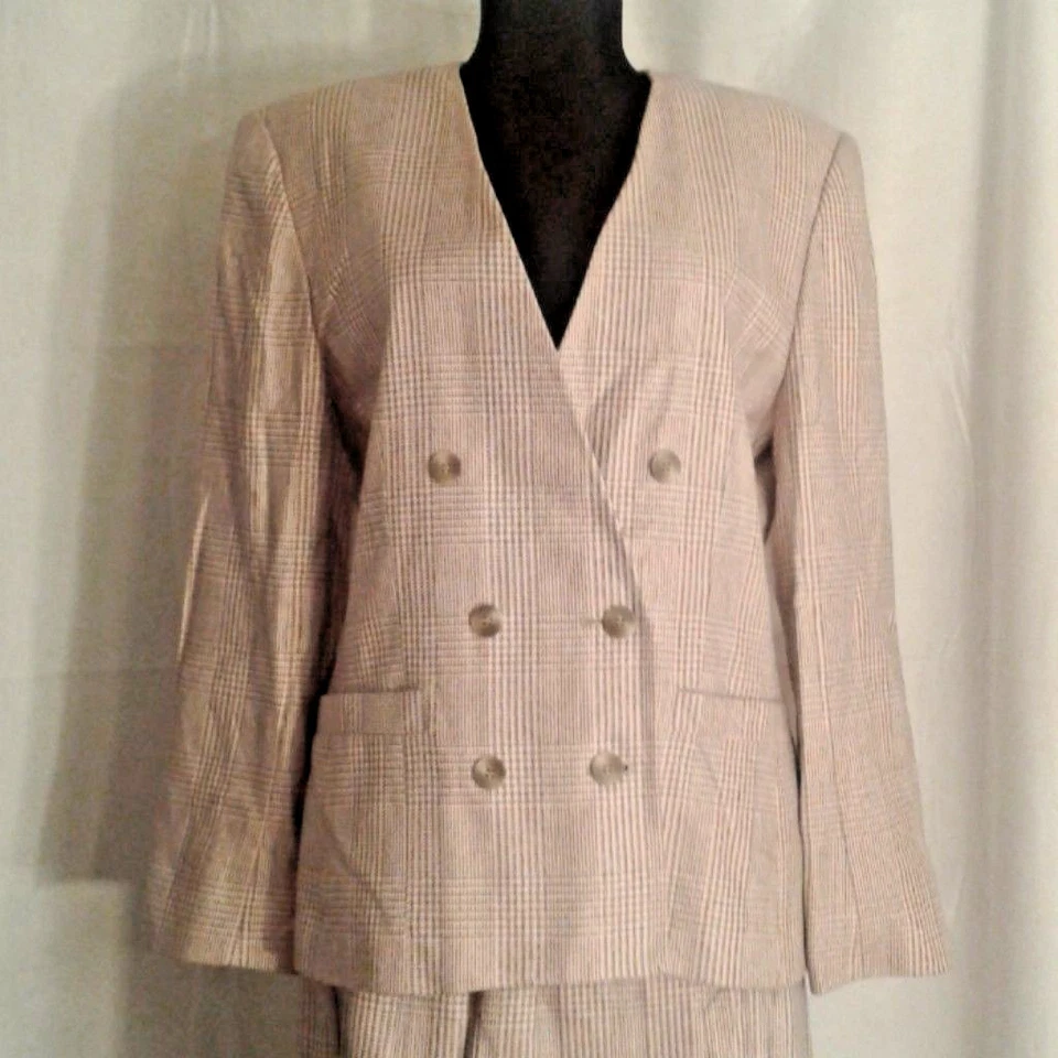 JH Collectibles 6 Falda 8 Chaqueta Traje Rosa Gris Forrado a Cuadros 2 Piezas Blazer Defecto Foto 2 de 4