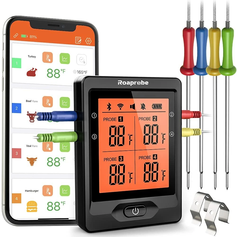 Meat Thermometer Wireless, Roaprobe 328ft Bluetooth Meat Thermometer BBQ Grill