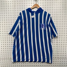 VTG Duke Shirt Mens Large Blue White Striped  Hooded J Plus Single Stitch 21x27