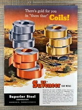 SuVeneer Clad Metals Coils Copper Brass Nickel Carnegie PA 1952 Vintage Print Ad
