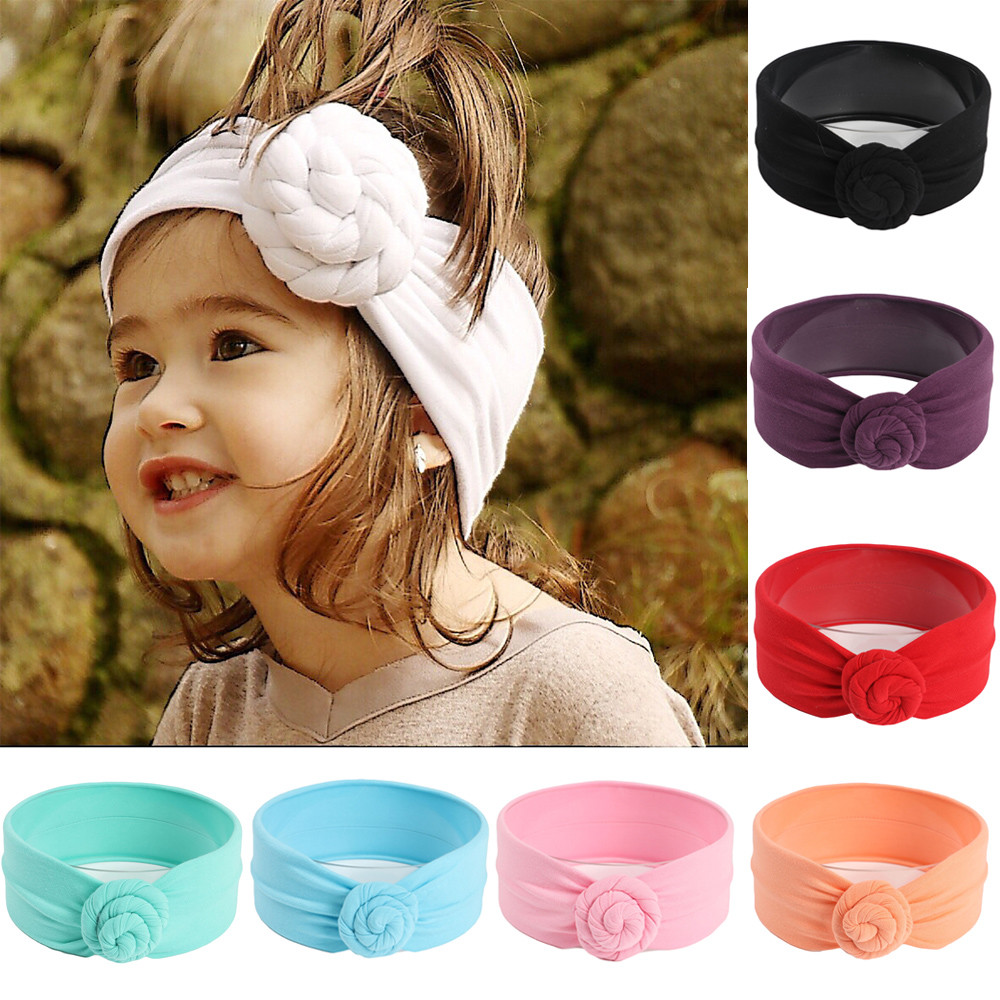 Infant Girl Baby Top Knot Headband Soft Turban Hair Band Hair