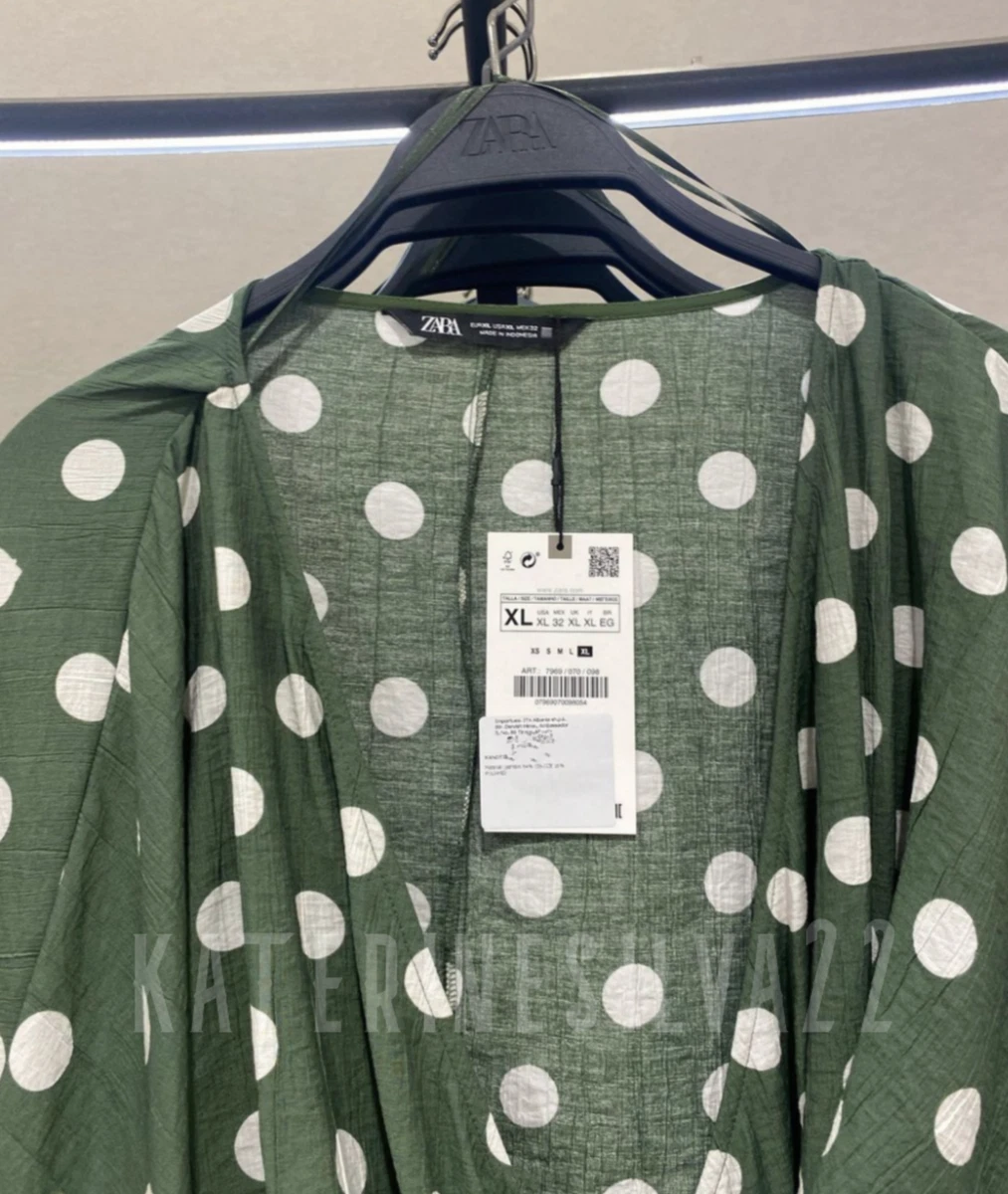 ZARA NEW WOMAN SS23 CROSSOVER SHIRT WITH POLKA DOTS REF:7969/070