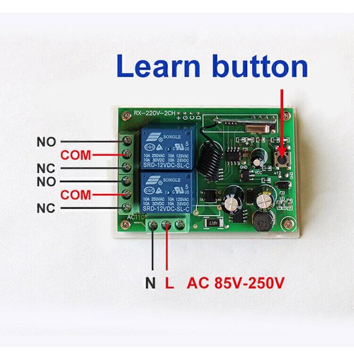 433Mhz 2CH RF Transmitter Remote Control Switch For Xmas Light Garage Door Motor - Picture 12 of 19