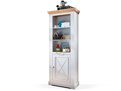 Regal Bücherregal Spielzeugregal für BABYZIMMER Kinderzimmer CARLY Kiefer Weiß