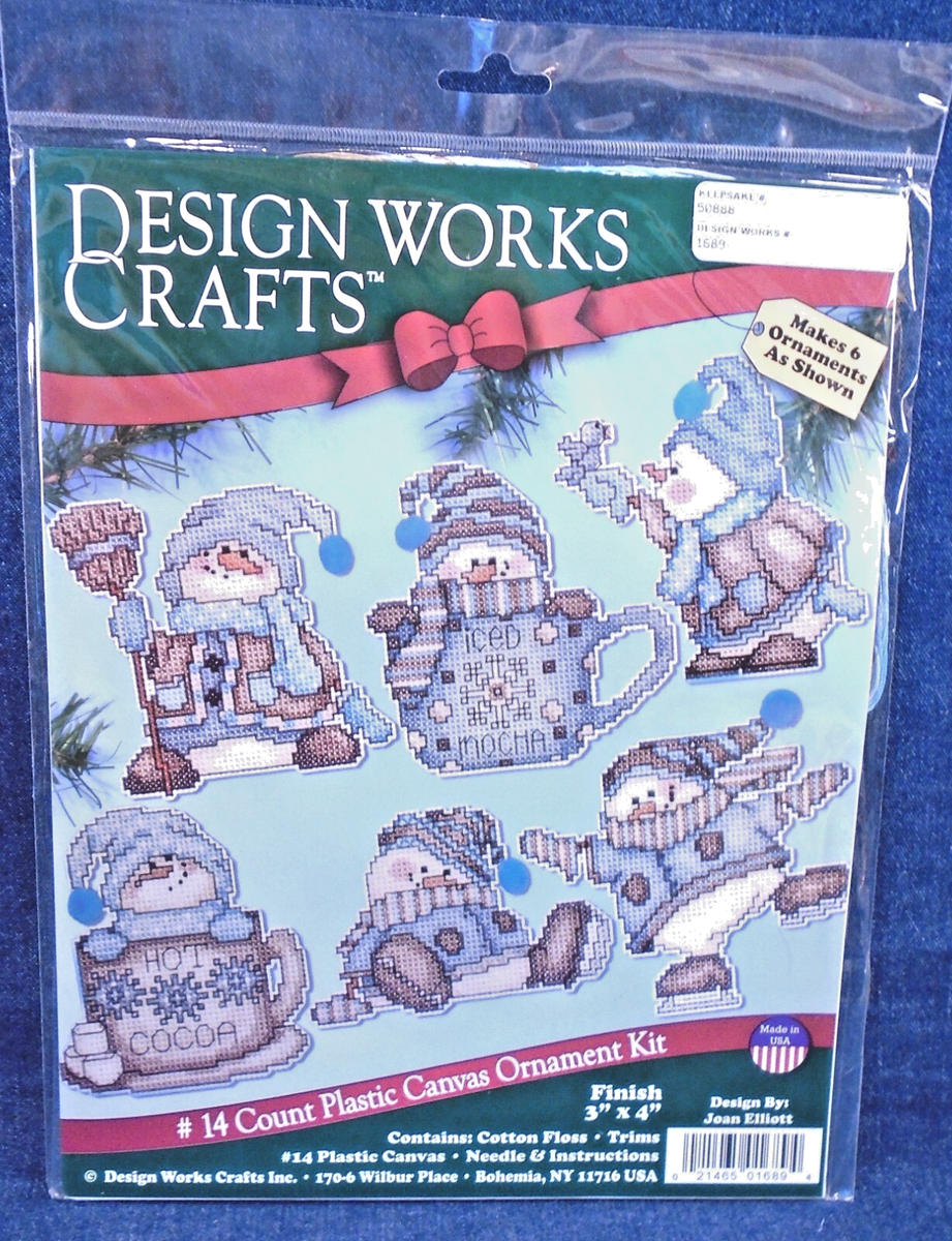 Design Works Crafts Kreuzstich-Ornamente-Set – 6 Stück, 7,6 X 10,2 Cm, Mit Leinwand, Garn & Nadel