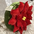 Vintage MALLORY LANE Velvet Soft Round Figural Poinsettia Christmas Throw Pillow