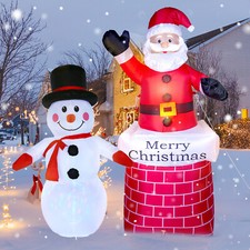 Image of 4/7FT Christmas Inflatable Santa/Snowman Xmas Decor LED Light UP In/Outdoor Yard
