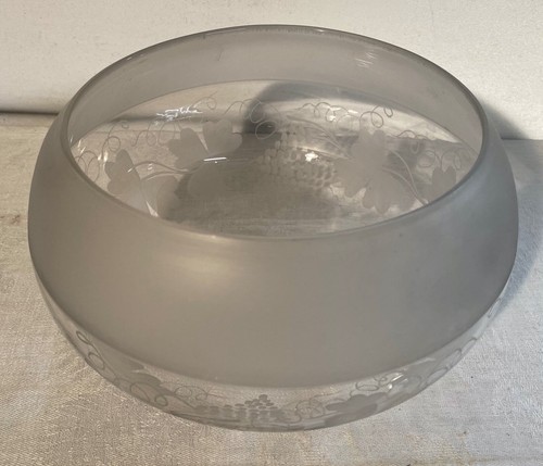 Antiker Lampenschirm Leuchte Glas graviert Trauben - Bild 4 von 6