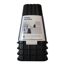 NEW Simply Essential Extra Tall 8-Inch Bed Lifts (Set of 4) BLACK WOW L@@K!