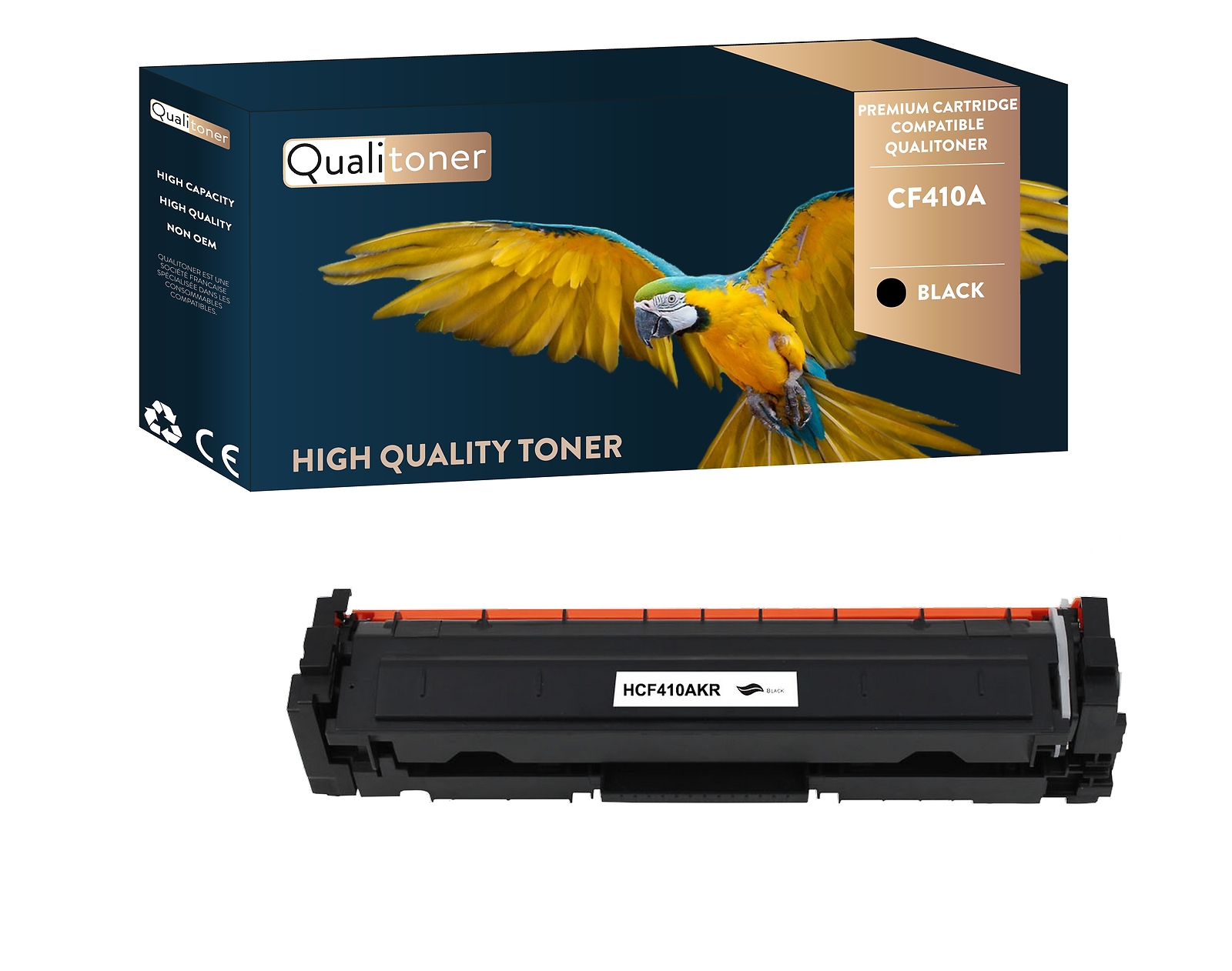 Toner noir compatible HP CF410A haute précision Qualitoner pour textes nets
