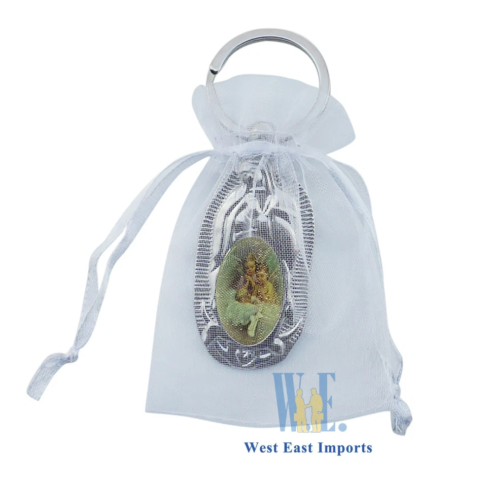 Favor de Bautizo Personalizado (12 Piezas) Grabado Bebé Ángel Llavero Metal Llavero Foto 3 de 4