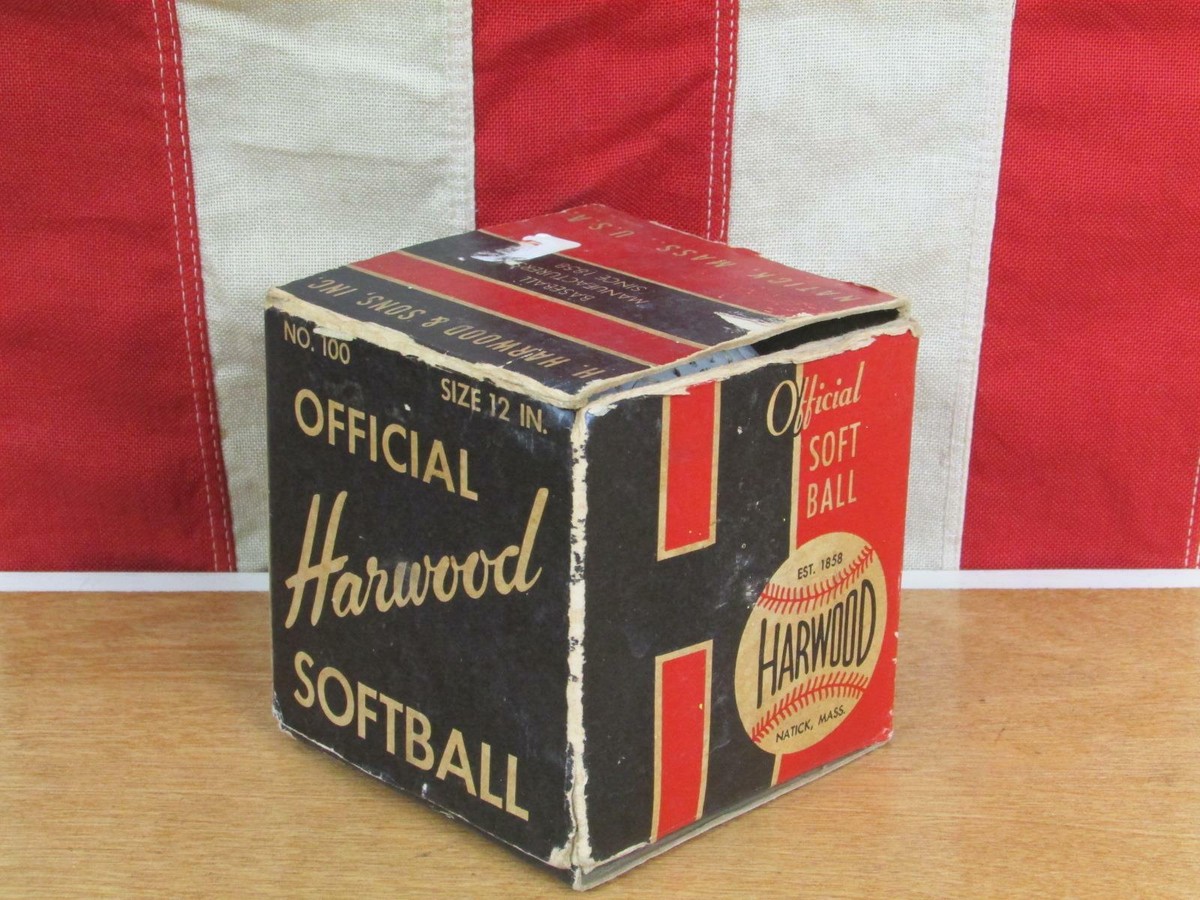 Balle De Softball Vintage Harwood N°100 En Cuir De Cheval - Taille 12 Pouces - Neuf Avec Boîte
