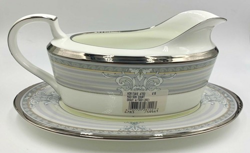 NWT NORITAKE GRAVY BOAT W/ UNDER PLATE OR RELISH TRAY, MADISON COURT, 4783 - Picture 7 of 12