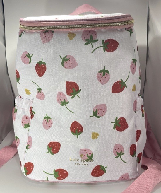 NUEVO CON ETIQUETAS Mochila Kate Spade Temática Fresa Bolsa Refrigerador Aislada