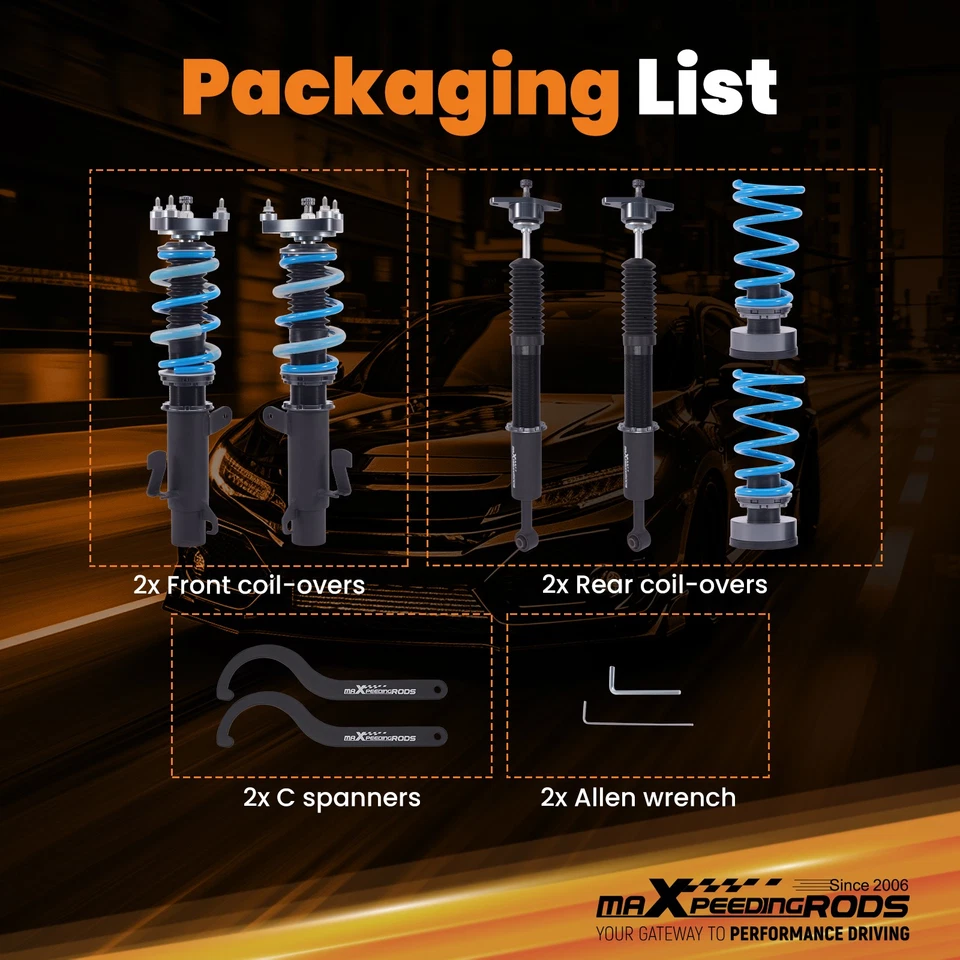 Sospensione coilover per Volvo V50 S40 C30 04-13 alluminio nero blu - Immagine 3 di 4