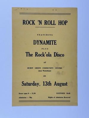 Dynamite Flyer Original The Rock'ola Disco Hurst Green Community Centre c. 1970s