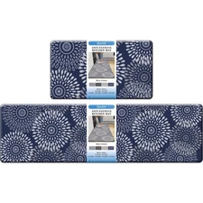2-Piece Blue Kitchen Mat Set, Cushioned Anti-Fatigue, 17.3x30, 17.3x59