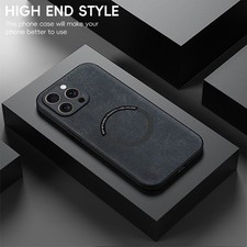 Suede Leather MagSafe Phone Case Magnetic for iPhone 12 13 14 15 16 17 Pro Max