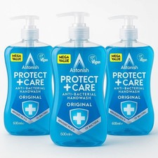 3xAstonish Protect and Care Moisturising Anti-Bacterial Hand Wash Soap, 600ml, 4.44 per litre