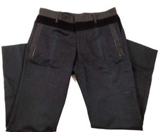 Gucci Men Black Embroidered Logo Back Elegant Skinny Pants Sz US 31 It 46 Cotton