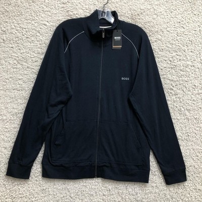 Boss Pajama Top Men Large Blue Homewear Full Zip Lightweight Lounge Jacket Sleep