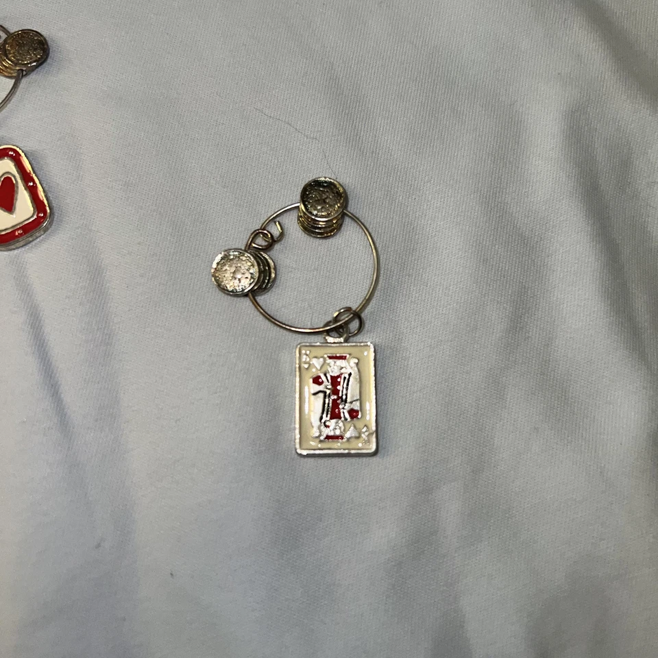 11 Vintage Poker/ Dice Theme Silver Tone Enamel Resin  Wine Charms - Image 3 of 4