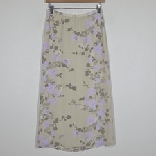 Vtg Y2K Old Navy Purple Floral Midi Skirt Back Slit 1 Fairy Grunge Boho Festival