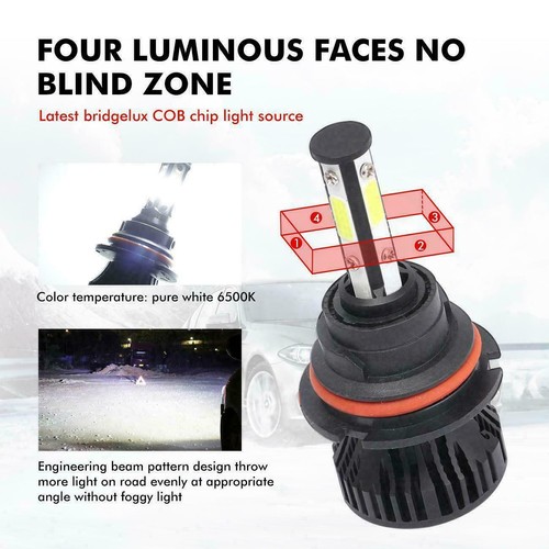 4 Sides 9007/HB5 LED Headlight Bulbs Hi/Lo For Ford F-150 F-250 F-350 Super Duty - Picture 3 of 12