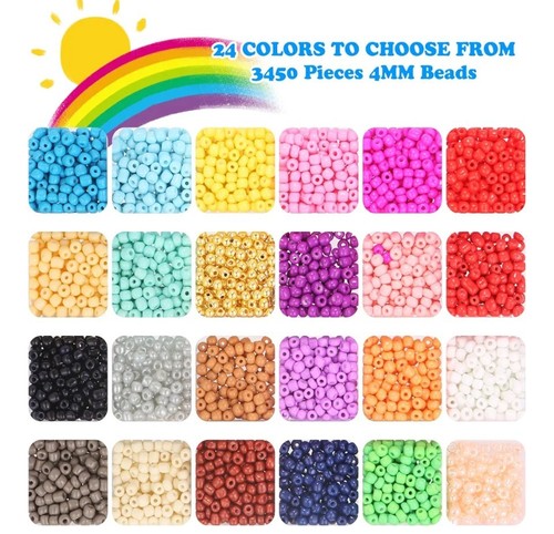 Bracelet Making Kit, 24 Colours 4mm Small Seed Beads for Jewellery Friendship - Picture 4 of 4