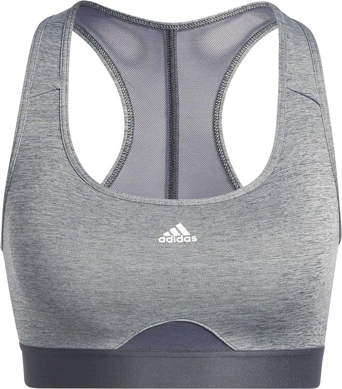 Adidas Power React Training Medium Support Padded Sports Bra, Dark Heather, Sz S