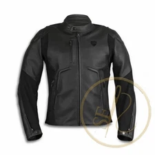 Black Men Ducati Leather Rider Jacket | MotoGP Racing Cowhide Motorcycle Jacket