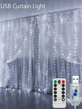 Guirlande Lumineuse Rideau LED USB 8 Modes avec Télécommande Décoration Mariage