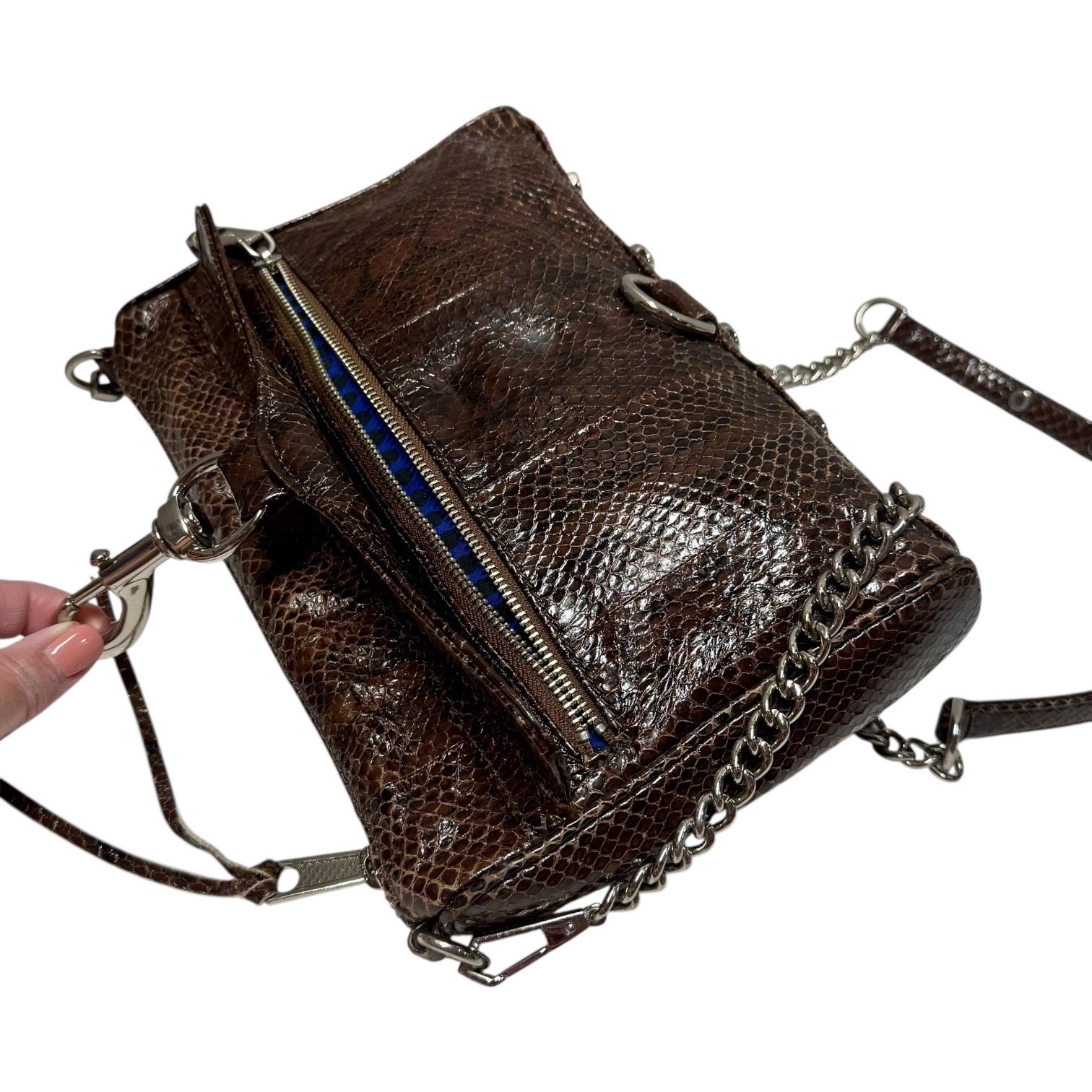 Rebecca Minkoff MAC Leather Python Snakeskin Brow… - image 7