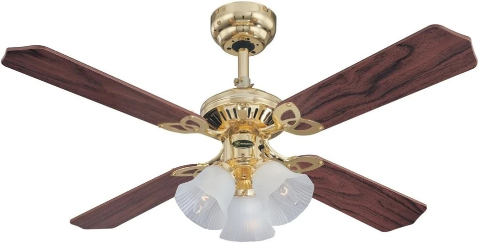 Westinghouse 105cm Princess Trio Ceiling Fan with Light, Oak/Rattan Blades - Image 2 of 4