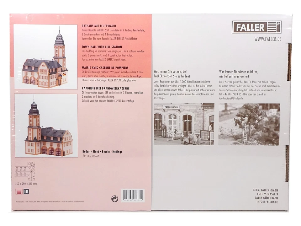 Faller H0 Modellbahn Bausatz Rathaus mit Feuerwache 191835 neu OVP - Bild 2 von 3