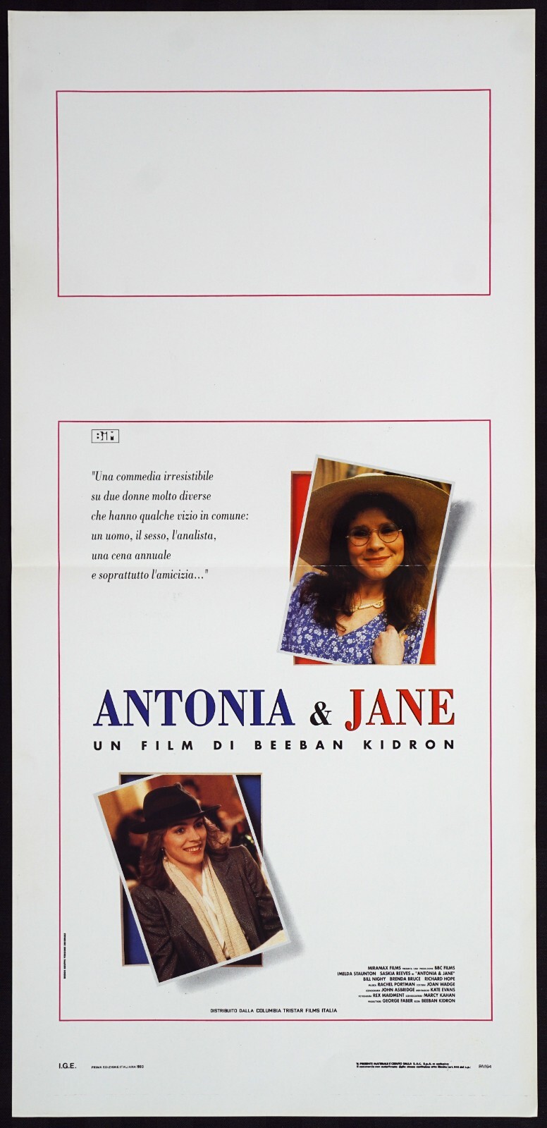 Locandina originale film Antonia e Jane (1990) - Regia di Beeban Kidron