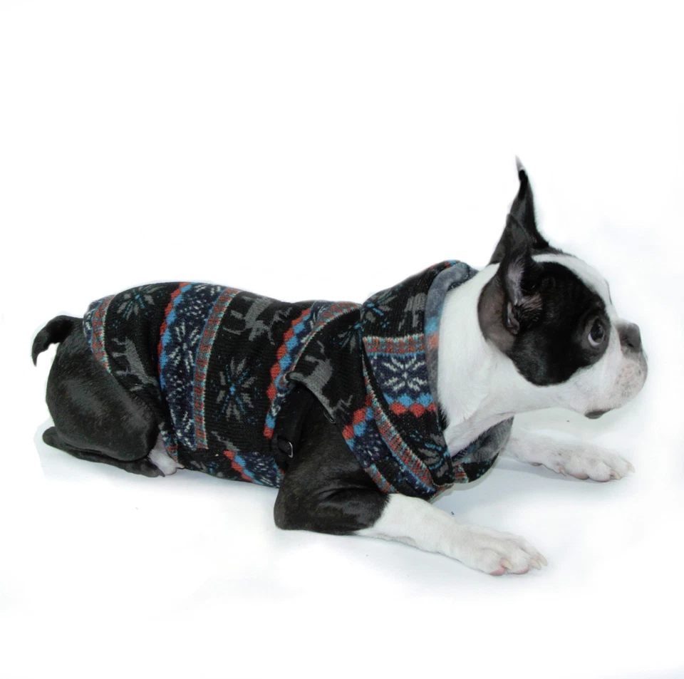 Gooby Small Breed Dog Puppy Cat Argyle Sweater or Winter Deer Hoodie XS S M L - Image 2 of 4