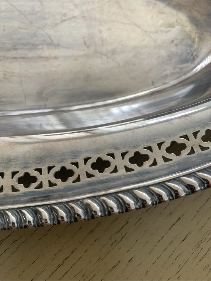 Bandeja para servir Birks Regency plateada ovalada E P cobre 19A Foto 4 de 4