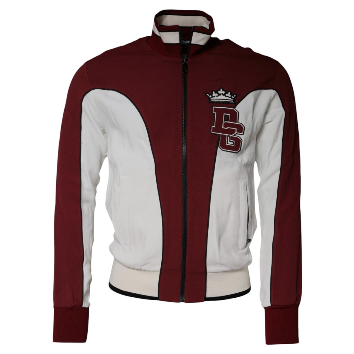 DOLCE & GABBANA Sweater Red White Logo Full Zip Sweatshirt