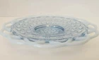 Vintage Blue Glass Crystal Blue Dish Unique Candelholder