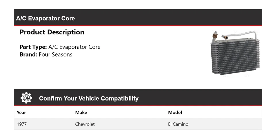 For 1977 Chevrolet El Camino A/C Evaporator Core 4 Seasons - Image 2 of 4