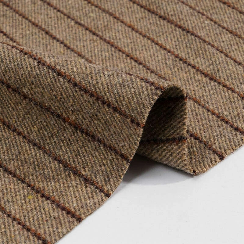 Striped Fabric Wool Blend Faux Cashmere Tweed Cloth for Suit Overcoat Pants Soft - Image 3 of 4