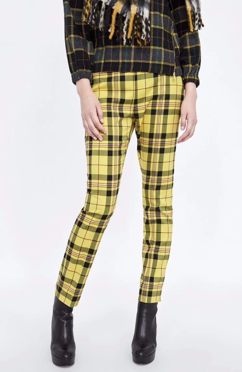 ZARA CHECKED WIDE-LEG TROUSERS | NWT | M | | eBay