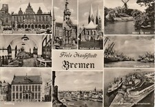 1981. Cartolina in bianco e nero. BREMA. Libera città anseatica di Brema, 9 vedute, viaggiata 24.06.1958.