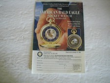 1999 THE AMERICAN BALD EAGLE POCKET WATCH 2 SIDE 4.75X 7.375 VINTAGE PRINT AD43