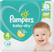 Pampers Baby Dry Couches Taille 4 De 9 À 14Kg Contenu 34 Pièces