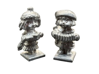 Vintage Royal Pewter Holiday Carolers Mini Figurines With Instruments 1.5''