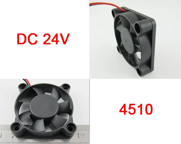 5pcs Brushless DC Cooling Fan 45x45x10mm 4510 7 blades 24V 2pin 2.54 Connector - Image 2 of 4